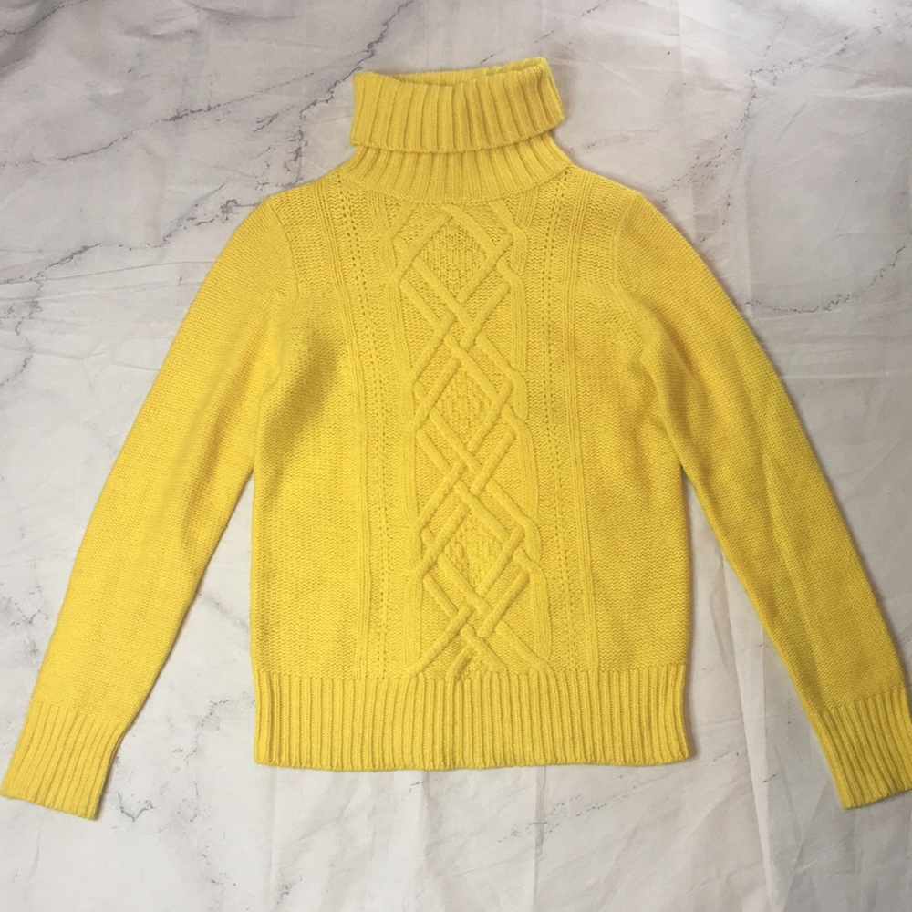 JCREW TELLOW TURTLE NECK SOFT WOOL SWEATER EUC